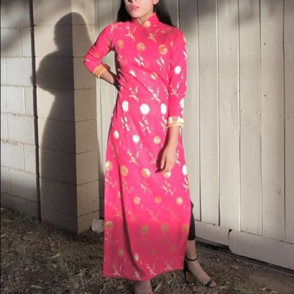 🌸pink & gold cheongsam🌸